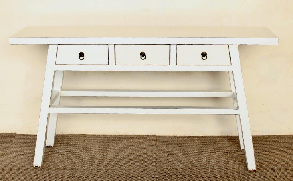 White 3 Drawer Console
